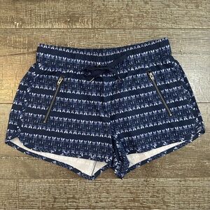 Athleta Women’s Short XS Navy Blue Patterned Zip Pocket Drawstring Athletic